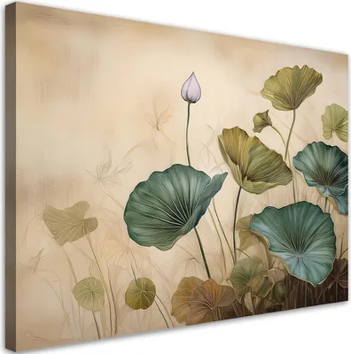 Produktbild von Leinwandbild Lilienpflanzenblätter 120x80 Feeby Beige bild für die wand bereit zum aufhängen