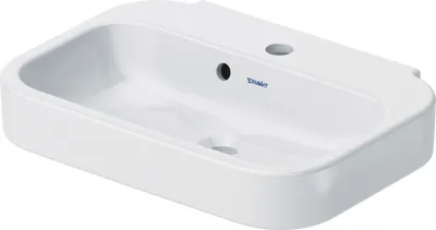 Zdjęcie produktu dla Duravit umywalka HAPPY D.2 z przelewem, ława z otworem na baterię, 500 x 360 mm, 1 otwór na baterię biały
