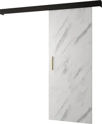 Produktbild von MEBLE KRYSPOL  Schiebetürsystem SALWADOR 1 mit Schienenabdeckung, Einbautüren, 90x204cm, Weißer Marmor