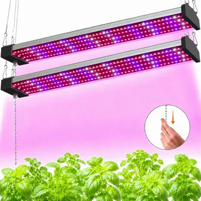 Obrázok produktu pre 2x LED rastlinné svetlo, plnospektrálne, pripojiteľné, vhodné pre izbové rastliny a skleníky, rastlinná lampa s reťazovým spínačom, 192 LED, 50 cm