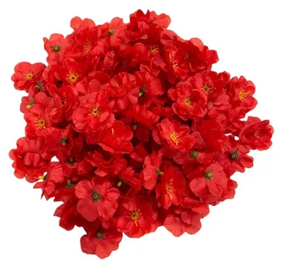 100 künstliche Seiden-Kirschblüten-Blütenköpfe, 5 cm, rot