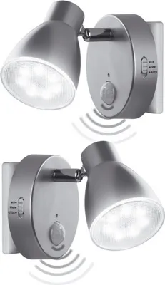 Produktbild von 2er Set LED Nachtlicht mit Bewegungsmelder silber