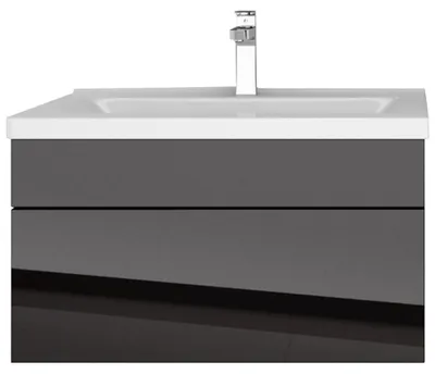 Produktbild von Waschtisch Waschbecken Waschplatz Set hochglanz Schwarz 2 teilig