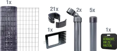 Produktbild von Alberts Fix-Clip Pro Gartenzaun, Höhe 102 cm, Länge 10 m, Zaun-Komplettset zum Einbetonieren, anthrazit