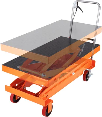 Obrázek produktu pro hydraulický zvedací stolní vozík, nosnost 1760 lbs, výška zdvihu 59", manuální dvojitý nůžkový zvedací stůl se 4 koly a protiskluzovou základnou, hydraulický nůžkový vozík pro manipulaci s materiálem a přepravu