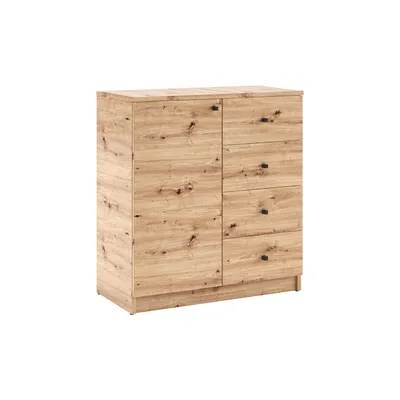 Produktbild von Kommode ESTA Optik, Wohnzimmerschrank mit Stauraum, Modernes Möbelstück, Elegantes Sideboard mit Schubladen und Türen, Esszimmer, Braun Eiche Artisan
