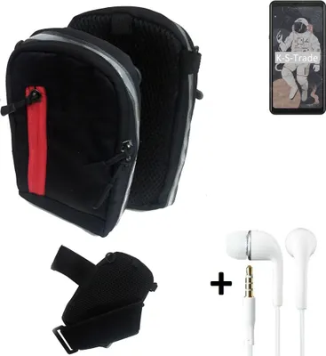 Produktbild von K-S-Trade Outdoor Gürteltasche Holster Umhängetasche + Kopfhörer kompatibel mit HiSense A5C schwarz Handy Tasche Case travelbag Schutzhülle