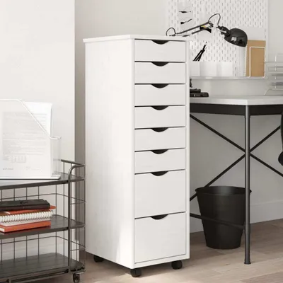 Produktbild von Möbel Rollschrank mit Schubladen MOSS Weiß Massivholz Kiefer - Kommoden &34916