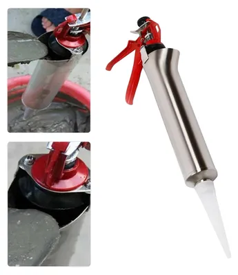 Produktbild von Mörtelspritze, Edelstahl, Länge 51 cm, Durchmesser 6,2 cm, Nettogewicht 1,1 kg, einschließlich 3 Düsen