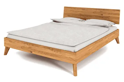 Produktbild von Bett GREG 140 x 210 aus Massivholz, mit Holzkopfteil, Naturgeölt