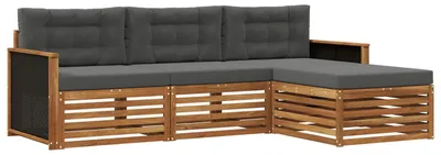 Produktbild von vidaXL Outdoor-Sofagarnitur 4 pcs Natur und Anthrazit Polyester