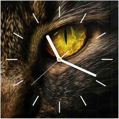 Produktbild von Wanduhr aus Glas mit Motiv Katzenaugencloseup- 30 x 30 cm - inkl. Aufhängesystem