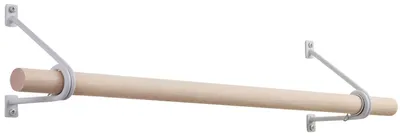Produktbild von SOTECH Garderobenstangen-Set T120 Weiß – Rundstabhalterung Ø 30 mm + Buche Ø 30 x 500 mm + Clips