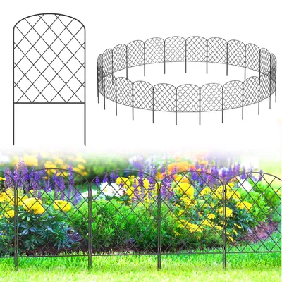 Metall-Gartenzaun 25 Paneele, schwarz, kein Graben nötig