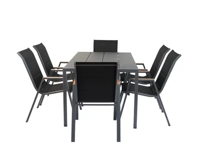 Produktbild von greemotion Gartenmöbel-Set Merida 7-teilig mit Tisch und Stapelstühlen