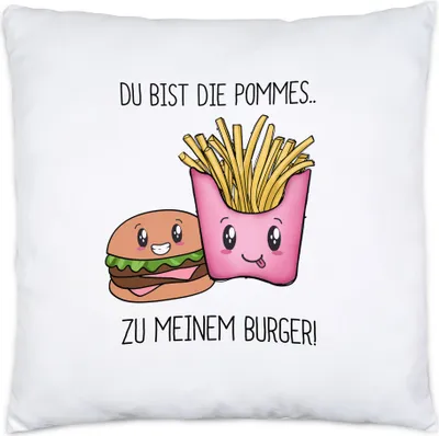 Produktbild von Pommes Zu Meinem Burger Kissen Inkl Füllung Valentinstag Freundin Freund Geschenkidee Paar Liebe Couple Jahrestag
