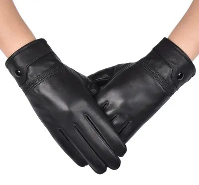 Produktbild von Leder Winterhandschuhe für Männer, Schwarz, Einheitsgröße
