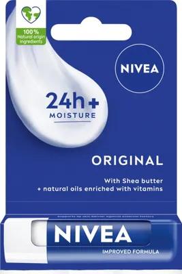 Product packaging for NIVEA Original lip balm.