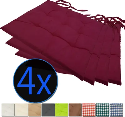 Produktbild von Stuhlkissen Nizza 38x38 cm 4er Pack Sitzkissen mit Steppung, Farbe:Berry