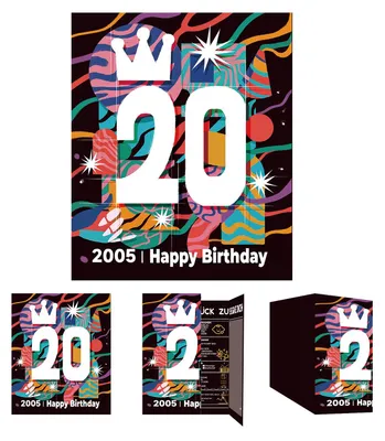 Immagine prodotto di TRANKIELO® - Biglietto di auguri unico per il 20° anniversario - Realizzato a mano - 25 x 30 cm - Include busta