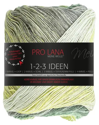Produktbild von Pro Lana 1-2-3 IDEEN 100 g Sommergarn mit einzigartigem Farbverlauf Farbe 008 - grün/gelb