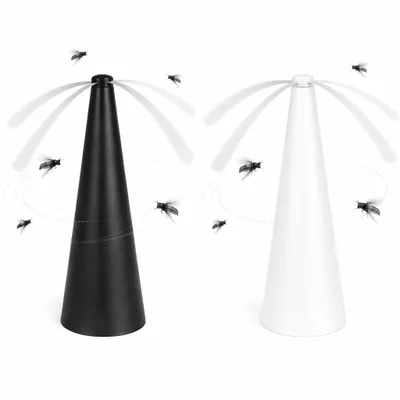 Imagen del producto de Ventilador repelente de moscas – Cuchillo para moscas y ventilador repelente de avispas para mesa, jardín y terraza – Protección para alimentos y bebidas (juego de 2 unidades,  y blanco)