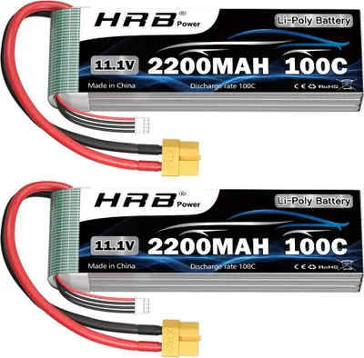 Immagine prodotto di Batteria lipo, 11,1 V, 2200 mAh, velocità di scarica 100 C, 3S 2200 XT60 2 pezzi