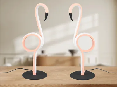 Produktbild von 2er SET ausgefallene LED Deko Tischlampen Flamingo Rosa mit Schnurschalter, 35cm