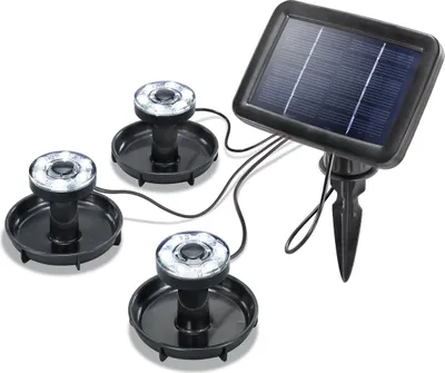 Produktbild von Solar Unterwasserstrahler Splash, 3er Set, LED Spot, Bodenleuchte, Unterwasserleuchte, Teichbeleuchtung, 6000K, warmweiß, Erdspieß, Akku, IP68, wasserdicht, wetterfest, 102148