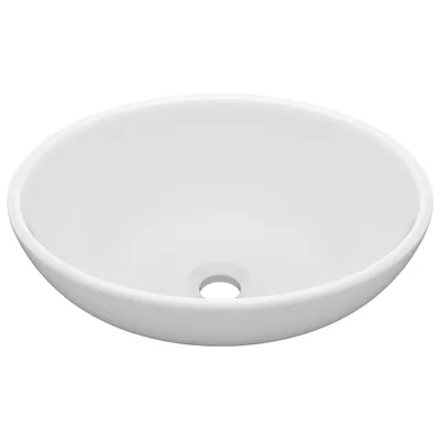 Zdjęcie produktu dla vidaXL Luksusowa umywalka owalna biała matowa 40x33 cm ceramiczna