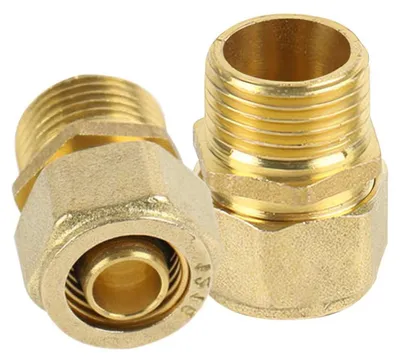 Schraubfitting Übergang 16 mm x 1/2" AG, 2 Stück, Messing