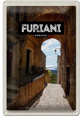 Produktbild von Blechschild Reise 20x30cm Retro Furiani Corsica Urlaubsort