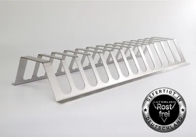A stainless steel spareribs holder for BBQ.