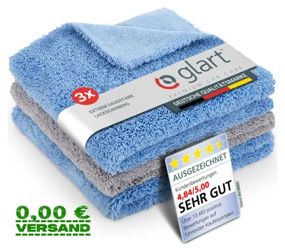 Produktbild von Glart 432S 3 St. Mikrofasertücher Auto Autopflege Poliertücher 40x40 cm