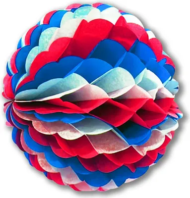 Produktbild von Wabendeko aus feuerfestem Papier rot-weiss-blau 25 cm - Einheitsgröße