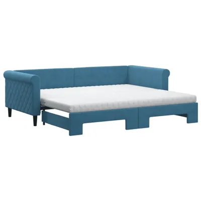 Immagine prodotto di vidaXL Divano letto estraibile con materasso blu 90x200 cm velluto