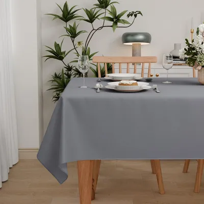 Zdjęcie produktu dla Ścierełka na stół, poliester, 150x260 cm, możliwość prania, odporna na warunki atmosferyczne, szara, prostokątna