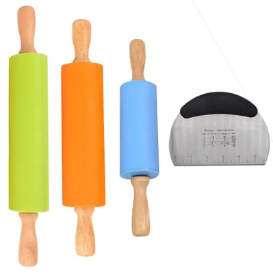 Immagine prodotto di Utensili da cucina in silicone con manico in legno - Set da 3
