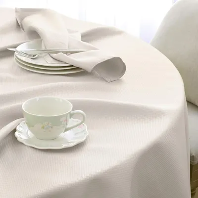 Image de Omgoods - Nappe ronde de Noël, beige, 160 cm, résistante aux taches