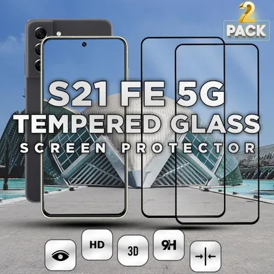 Produktbild von 2-Pack Samsung S21 FE 5G Displayschutzfolie - Gehärtetes Glas 9H - Super Qualität 3D