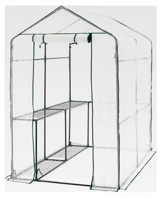 Produktbild von Gewächshaus Oosterhout mit Ablagen 120x186x190cm Foliengewächshaus Pflanzhaus Treibhaus Stahlrahmen Transparent