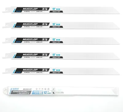 Produktbild von Säbelsägeblätter Set 5 Stück 300mm 18 TPI für Metall Bi-Metall 1/2 Zoll Schaft