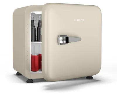 Image de Klarstein Audrey Evo 43L Mini Frigo - Design Rétro, Silencieux 40 dB, Thermostat Réglable, Porte Réversible, Petit Frigo pour Chambres & Bureaux, Crème