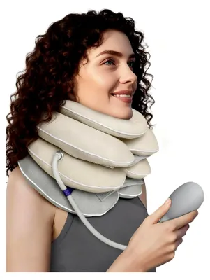 Produktbild von Nackenstrecker Aufblasbar, Orthopädische Halskrause mit 3+1 Kinnstütze & Dekompression, Zervikales Traktionsgerät gegen Nackenschmerzen, Nackenstütze, Nackenrolle, Atmungsaktives Material