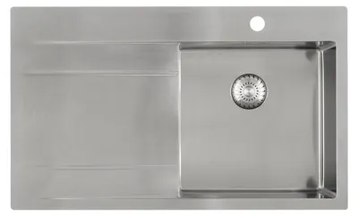 Produktbild von Solido Edelstahlspüle CAPP40ABR Spülbecken mit Abtropfteil links, nahtloses Becken, Unterbau ab 500mm, 860x520mm