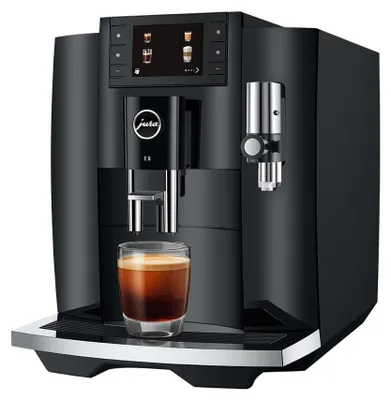 Zdjęcie produktu dla JURA E8, Ekspres do espresso, 1,9 l, Ziarna kawy, Kawa mielona, Wbudowany młynek, 1450 W, Czarny