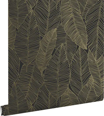 Zdjęcie produktu dla ESTAhome Tapeta narysowane liście czarnymIzłotym 53 cm x 10.05 m