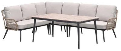 Produktbild von Garden Impressions Allasio Lounge- Dining Eckset - 5-teilig - carbon black rope natural PE - desert sand - Vironwood