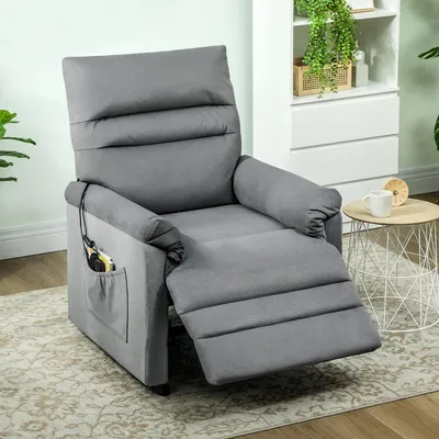 Produktbild von Relaxsessel mit Lendenheizung & Liegefunktion, Fernsehsessel Samt, 2 Fernbedienungen & USB, Grau | 99x82x106 cm | 25 kg | leiser Motor