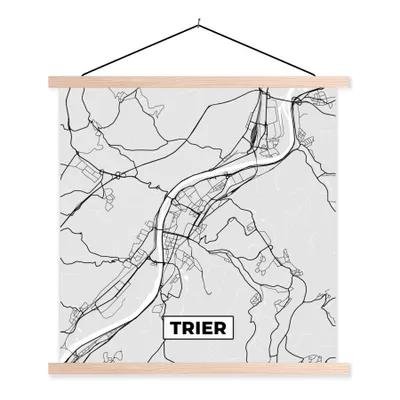 Produktbild von MuchoWow® Textilposter Karte - Stadtplan - Deutschland - Trier- Karte 40x40 cm mit holzfarbenen Rahmen - Posterleiste